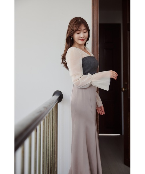 Tulle Sleeve Knit Top（ニット/セーター）｜Her lip to（ハーリップ