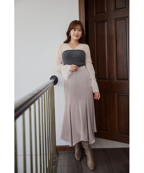 Tulle Sleeve Knit Top（ニット/セーター）｜Her lip to（ハーリップ