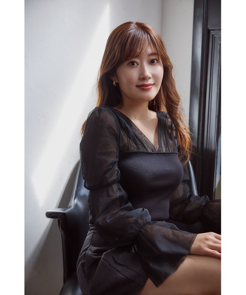 Tulle Sleeve Knit Top（ニット/セーター）｜Her lip to（ハーリップ