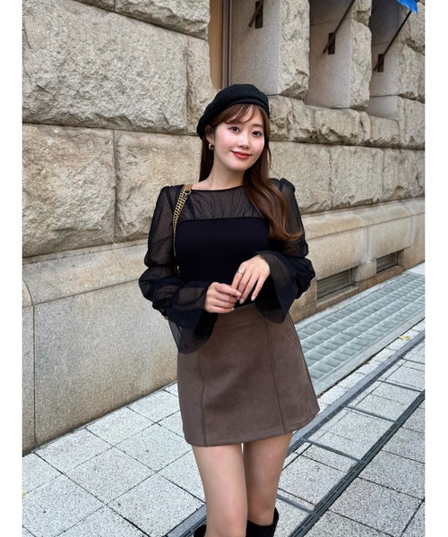 Tulle Sleeve Knit Top（ニット/セーター）｜Her lip to（ハーリップ