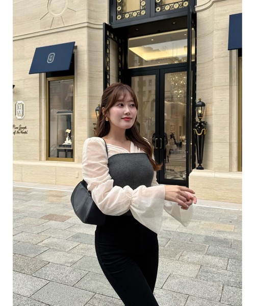 トップス Her lip to For her Tulle Sleeve Kni Tulle Sleeve Knit Top（ニット/セーター）｜Her lip to（ハーリップ