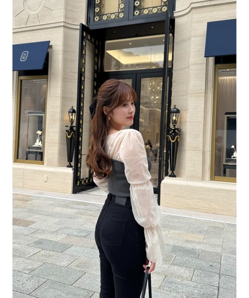 Tulle Sleeve Knit Top（ニット/セーター）｜Her lip to（ハーリップ