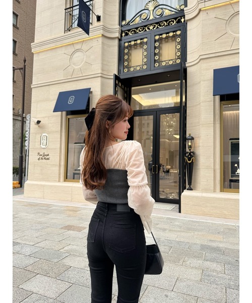 Tulle Sleeve Knit Top（ニット/セーター）｜Her lip to（ハーリップ