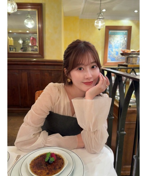 Tulle Sleeve Knit Top（ニット/セーター）｜Her lip to（ハーリップ