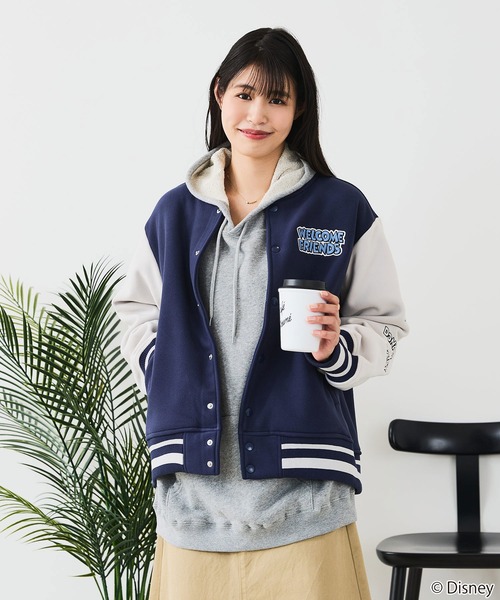 Disney/ディズニー】MICKEY MOUSE/ミッキーマウス 袖切替 ワッペン刺繍