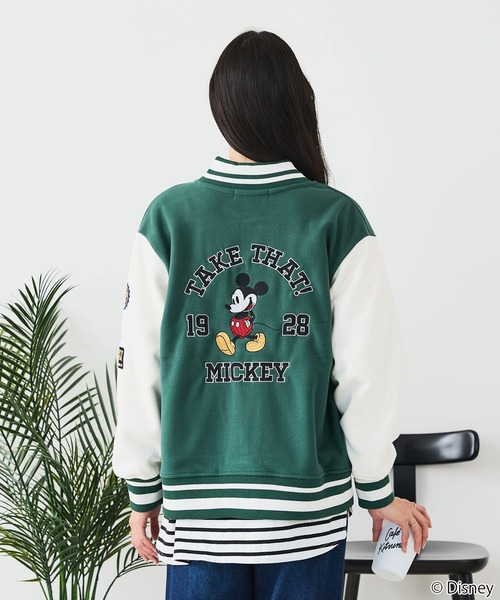 Disney(ディズニー)の「【Disney/ディズニー】MICKEY MOUSE/ミッキーマウス 袖切替 ワッペン刺繍 フリース スタジャン(スタジャン・レディース・マスタード/ネイビー/グリーン/チャコールグレー・MEDIUM/LARGE)」の19枚目の写真