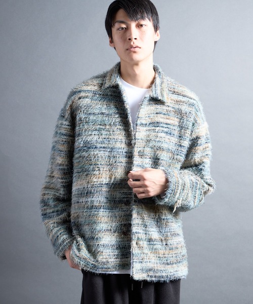 PF: MOHAIR LIKE MULTI COLOR SHIRTS KNIT — рубашечный трикотаж в стиле мохер, мультицвет