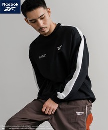Reebok リーボック オーバーサイズ裏起毛ロゴ刺繍&ラグラン袖ラインクルートレーナー