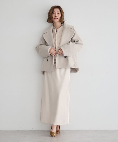 YECCA VECCA（イェッカヴェッカ）の「ビッグカラーニットビーバーショートコート（その他アウター・レディース・モカ/グレイッシュベージュ・FREE）」の14枚目の写真