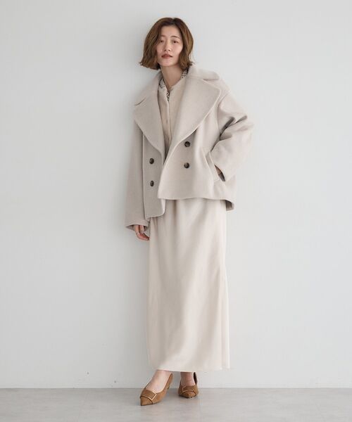 YECCA VECCA（イェッカヴェッカ）の「ビッグカラーニットビーバーショートコート（その他アウター・レディース・モカ/グレイッシュベージュ・FREE）」の15枚目の写真