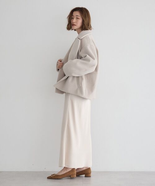 YECCA VECCA（イェッカヴェッカ）の「ビッグカラーニットビーバーショートコート（その他アウター・レディース・モカ/グレイッシュベージュ・FREE）」の16枚目の写真