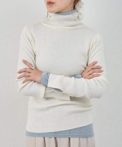 SHENERY(シーナリー)の「ハイネックリブニット(ニット/セーター・レディース・ブラック/グレー/オフホワイト・FREE)」の1枚目の写真