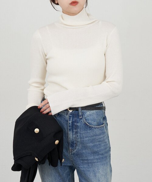 SHENERY(シーナリー)の「ハイネックリブニット(ニット/セーター・レディース・ブラック/グレー/オフホワイト・FREE)」の18枚目の写真