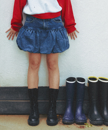 BALLOON PUMPKIN DENIM PANTSKIRT MEDIUM BLUE