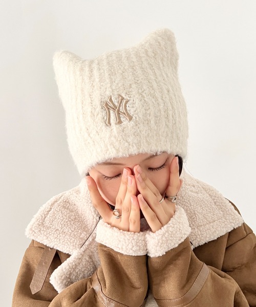 r*.様 MLB 猫耳ニット帽 r*.様 MLB 猫耳ニット帽 MLB KOREA 猫耳ニット帽 新品未開封 ビーニー