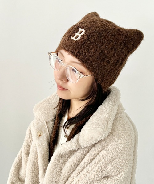 MLB korea☆大人気 猫耳ミヤオン ビーニー ブラウン 男女兼用 トレンド セール】【日本未発売/WEB限定】MLB KOREA(エムエルビーコリア)/猫耳