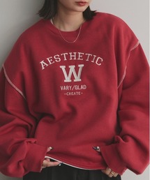 配色ステッチ・刺繍ロゴ 裏起毛 BIGプルオーバー