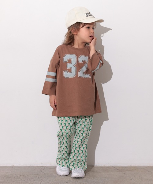 Ocean&Ground(オーシャン&グラウンド)の「ナンバリングビッグロンT(Tシャツ/カットソー・キッズ・レッド/ブラウン/グリーン・100/90/80/110/140/130/120)」の8枚目の写真
