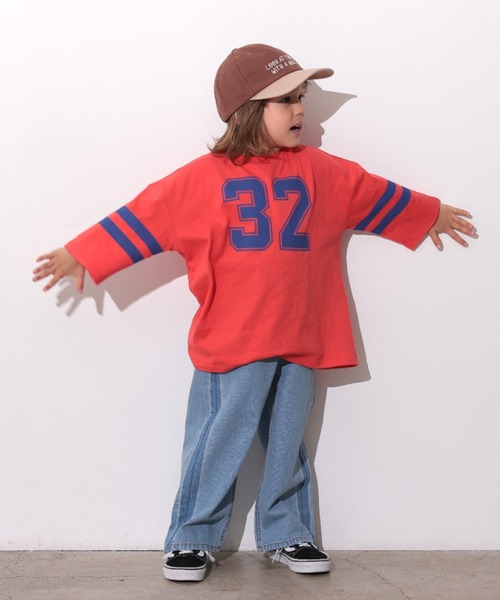 Ocean&Ground(オーシャン&グラウンド)の「ナンバリングビッグロンT(Tシャツ/カットソー・キッズ・レッド/ブラウン/グリーン・100/90/80/110/140/130/120)」の12枚目の写真