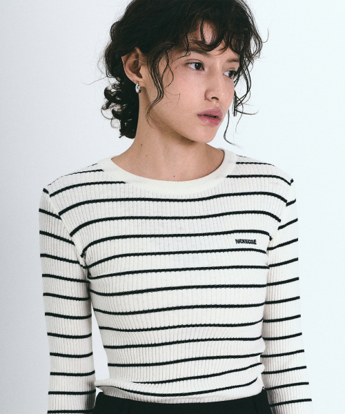 NICK&NICOLE（ニックアンドニコール）の「MINIMAL STRIPE SLIM LS KNIT_IVORY（ニット/セーター・レディース・その他・FREE）」の2枚目の写真