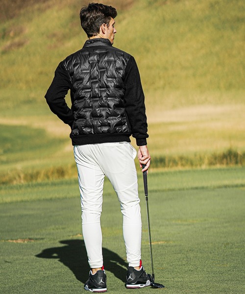 DIVINER GOLF（ディバイナー ゴルフ）の「【DIVINER GOLF】袖ニット切替圧着キルトダウンブルゾン メンズ ゴルフウェア ダウン90% スタンドネック ジャケット ニットセーター 春服 冬服（ブルゾン・メンズ・ブラック×ブラック/ブラック×ホワイト・M/L/XL/XXL）」の14枚目の写真