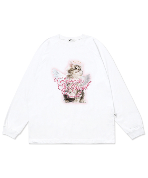 ESCAPEFROM(エスケープフロム)の「キャットプリンセスエンジェルプリントロングスリーブホワイト(Tシャツ/カットソー・レディース・その他・MEDIUM/LARGE/SMALL)」の1枚目の写真