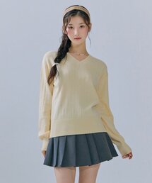 レディース Vネック クロップスウェット-CFRG5262C05