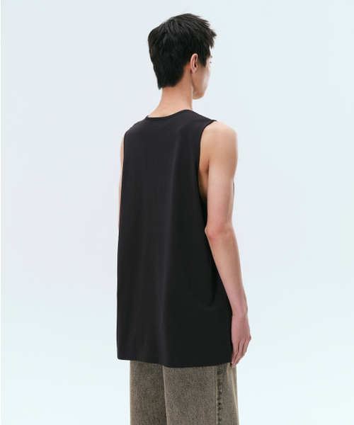MUSINSA STANDARD（ムシンサスタンダード）の「レイヤードスクープネックスリーブレストップ[ブラック]（Tシャツ/カットソー・メンズ・その他・SMALL/MEDIUM/LARGE/X-LARGE/XX-LARGE/XXX-LARGE）」の3枚目の写真