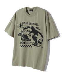 スケートボード ピグメントグラフィック 半袖Tシャツ(ライトカーキ)