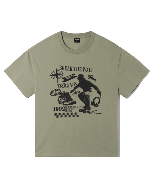 TRILLION(トリリオン)の「スケートボード ピグメントグラフィック 半袖Tシャツ(ライトカーキ)(Tシャツ/カットソー・レディース・その他・MEDIUM/LARGE/X-LARGE)」の4枚目の写真