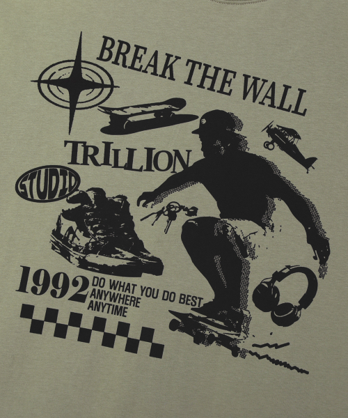 TRILLION(トリリオン)の「スケートボード ピグメントグラフィック 半袖Tシャツ(ライトカーキ)(Tシャツ/カットソー・レディース・その他・MEDIUM/LARGE/X-LARGE)」の7枚目の写真