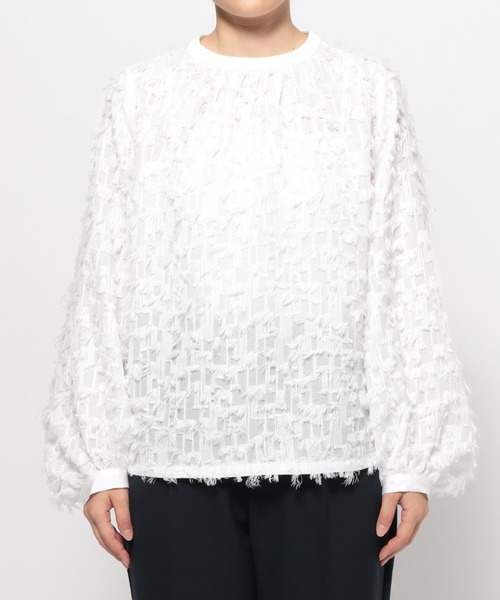 LEPSIM（レプシィム）の「【入卒式／セレモニー】ジャガードハイネックブラウス　601009（シャツ/ブラウス・レディース・オフホワイト/ブラック・FREE）」の3枚目の写真