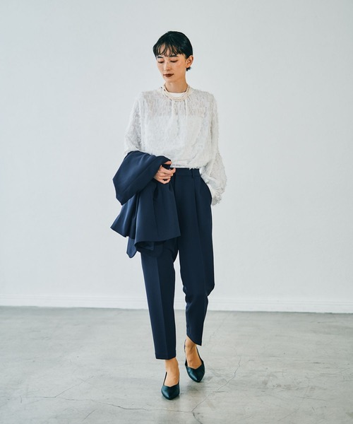 入卒式／セレモニー】ジャガードハイネックブラウス 601009（シャツ