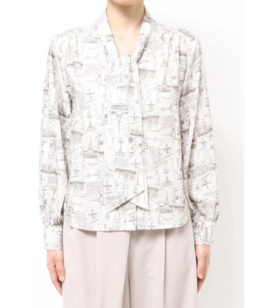 TONAL（トーナル）の「Parisモチーフボウタイブラウス（シャツ/ブラウス・レディース・ベージュ/ネイビー・MEDIUM）」の15枚目の写真