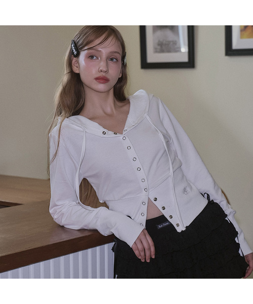 Eyelet Point худи на молнии белая