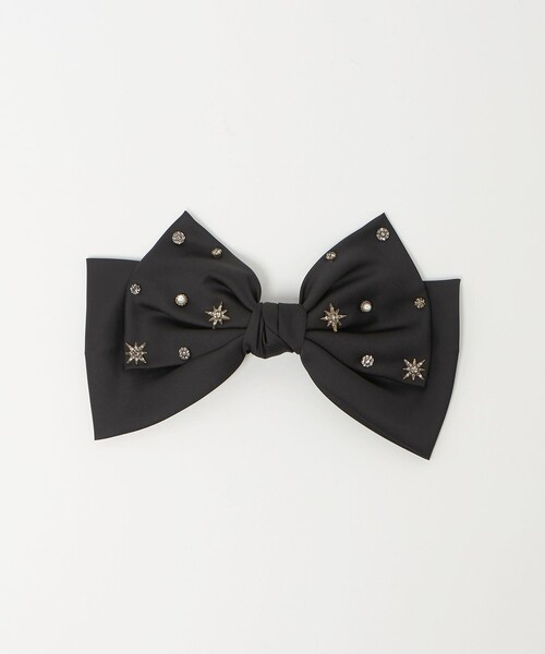 UNITED ARROWS(ユナイテッドアローズ)の「ビジュー×サテン リボンバレッタ(バレッタ/ヘアクリップ・レディース・ブラック・FREE)」の1枚目の写真