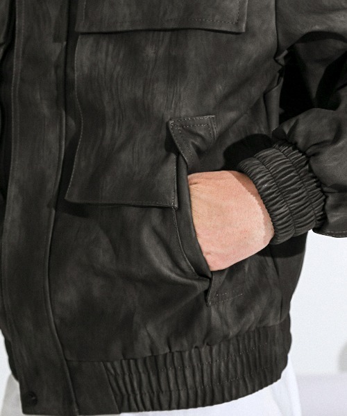 LUXSTYLE（ラグスタイル）の「PUレザーワイドジャケット（ライダースジャケット・メンズ・ブラック/ブラウン・L/M）」の3枚目の写真