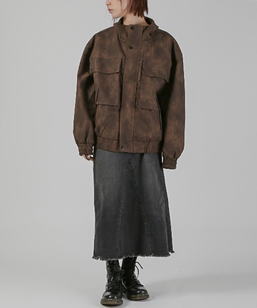 LUXSTYLE（ラグスタイル）の「PUレザーワイドジャケット（ライダースジャケット・メンズ・ブラック/ブラウン・L/M）」の4枚目の写真