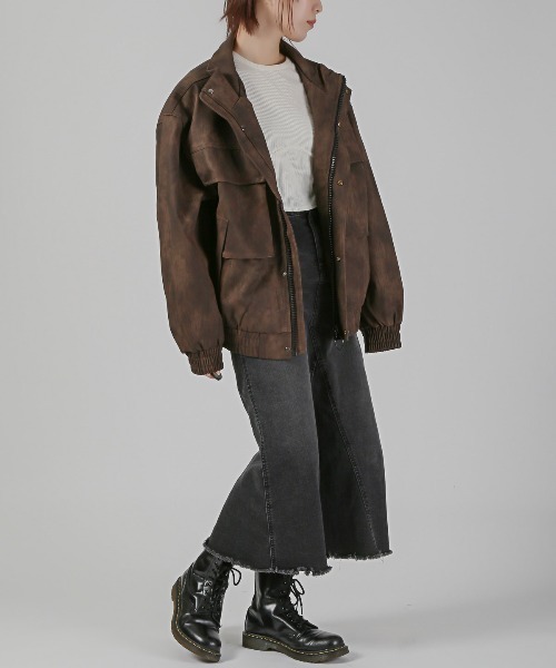 LUXSTYLE（ラグスタイル）の「PUレザーワイドジャケット（ライダースジャケット・メンズ・ブラック/ブラウン・L/M）」の5枚目の写真