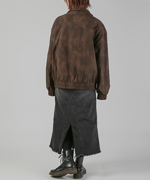 LUXSTYLE（ラグスタイル）の「PUレザーワイドジャケット（ライダースジャケット・メンズ・ブラック/ブラウン・L/M）」の6枚目の写真