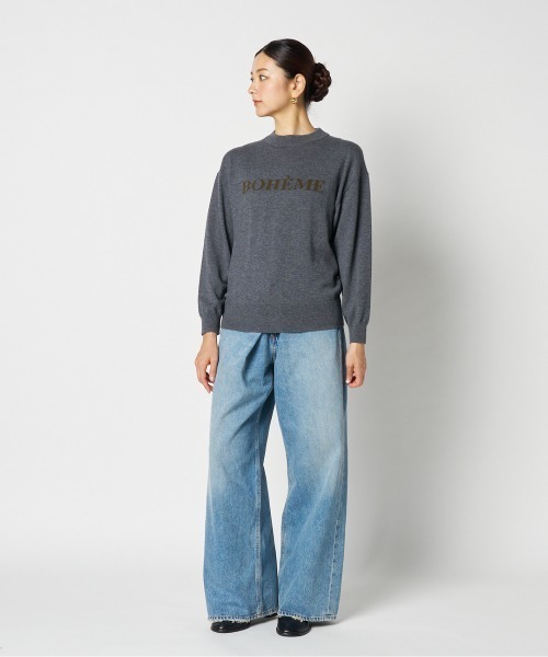 HELIOPOLE（エリオポール）の「INTARSIA LOGO KNIT（ニット/セーター・レディース・ボルドー/ブラック/グレー・38）」の4枚目の写真