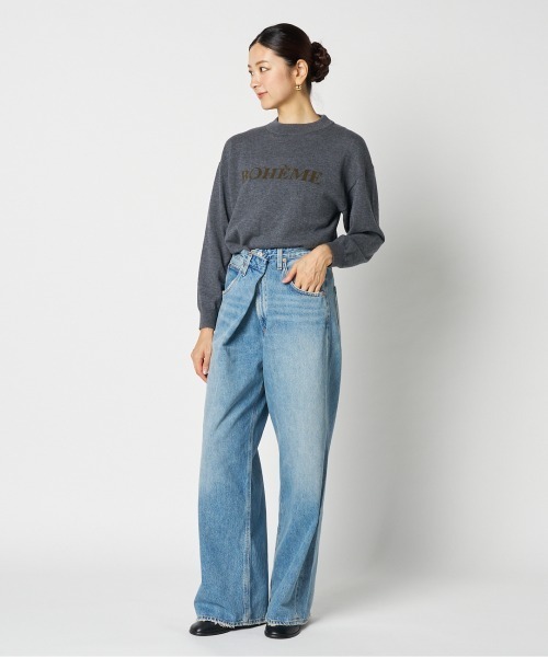 HELIOPOLE（エリオポール）の「INTARSIA LOGO KNIT（ニット/セーター・レディース・ボルドー/ブラック/グレー・38）」の5枚目の写真