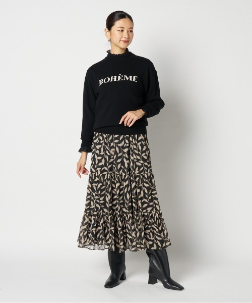 HELIOPOLE（エリオポール）の「INTARSIA LOGO KNIT（ニット/セーター・レディース・ボルドー/ブラック/グレー・38）」の6枚目の写真