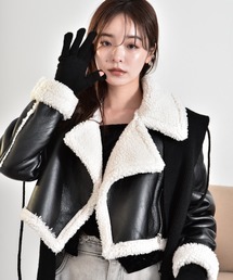 FUNALIVE（ファンアライブ）の「裏ボアソフトフェイクレザーフライトジャケット（ムートンコート）」