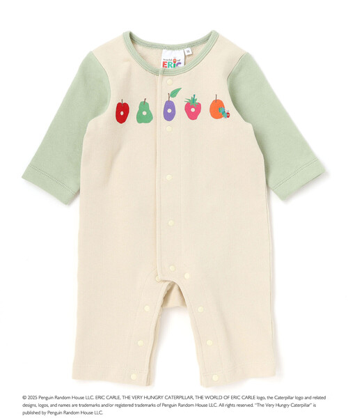 SLAP SLIP BABY（スラップスリップベビー）の「【絵本コラボ-はらぺこあおむし-】袖配色おしりパッチカバーオール(70~80cm)（ロンパース・キッズ・オレンジ/グリーン・70cm/80ｃｍ）」の6枚目の写真