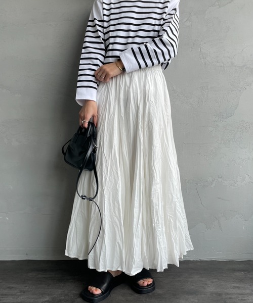 mizuiroind（ミズイロインド）の「[mizuiro ind/ミズイロインド] ボリュームフレアロングスカート（スカート・レディース・ブラック/オフホワイト・F）」の5枚目の写真