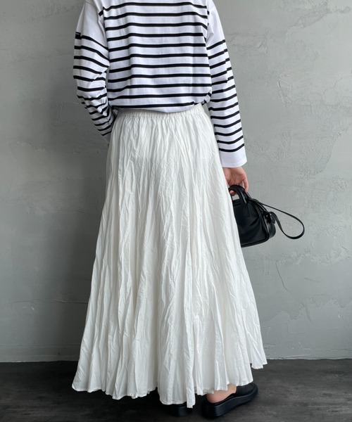 mizuiroind（ミズイロインド）の「[mizuiro ind/ミズイロインド] ボリュームフレアロングスカート（スカート・レディース・ブラック/オフホワイト・F）」の6枚目の写真