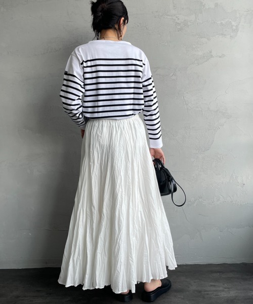 mizuiroind（ミズイロインド）の「[mizuiro ind/ミズイロインド] ボリュームフレアロングスカート（スカート・レディース・ブラック/オフホワイト・F）」の10枚目の写真