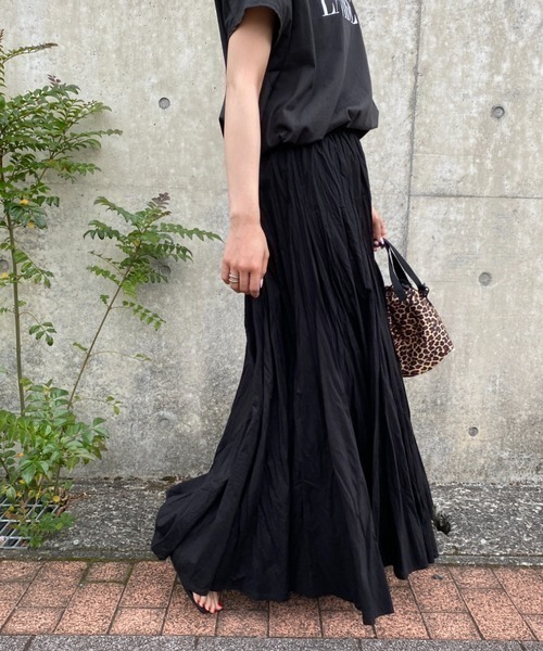 mizuiro ind/ミズイロインド] ボリュームフレアロングスカート