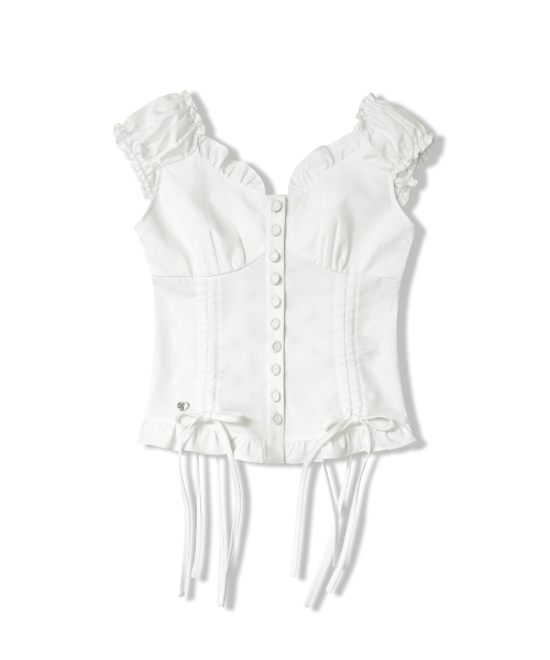Vivacious(ビバシャス)の「Nia Shirring Two-way Blouse - 2COL(シャツ/ブラウス・レディース・ブラック/ホワイト・SMALL/MEDIUM)」の7枚目の写真